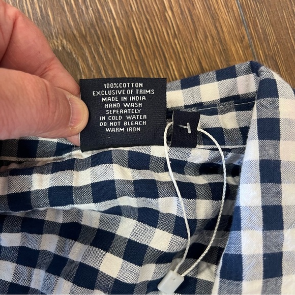 Madison and Mathews navy and white gingham button-down SZ SM - Picture 4 of 4